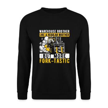 Staplerfahrer Gabelstapler Fork-Tastic Bruder - Unisex Pullover - Schwarz - Vorne - Alina (178cm) & Michal (187cm)