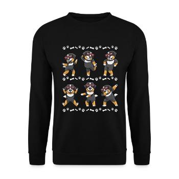 Berner Sennenhund Hund Tanzen Bouvier Bernois - Unisex Pullover - Schwarz - Vorne - Alina (178cm) & Michal (187cm)