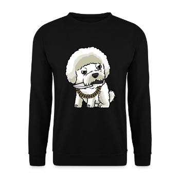 Bichon Frisé Chien Bouclé Bichon Avec Couteau - Sweat-shirt Unisexe - noir - Devant - Alina (178cm) & Michal (187cm)