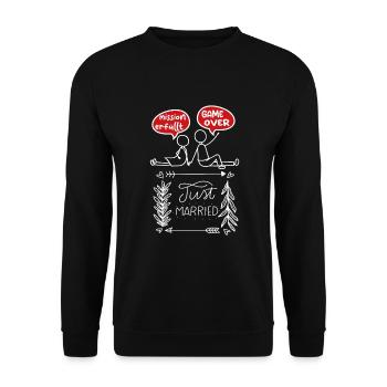 lustige Hochzeit Polterabend Just Married - Unisex Pullover - Schwarz - Vorne - Alina (178cm) & Michal (187cm)