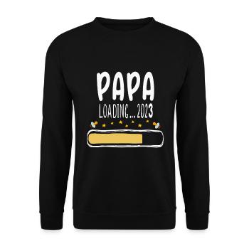 Papa 2023 is Loading - Unisex Pullover - Schwarz - Vorne - Alina (178cm) & Michal (187cm)