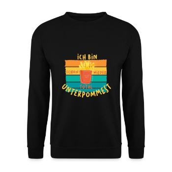 Ich bin schon wieder total unterpommest - Unisex Pullover - Schwarz - Vorne - Alina (178cm) & Michal (187cm)