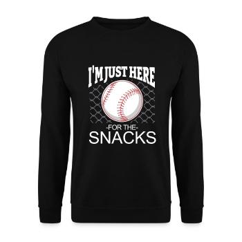 Baseball I am Just here for the Snacks saying - Unisex Sweatshirt - black - Front - Alina (178cm) & Michal (187cm)