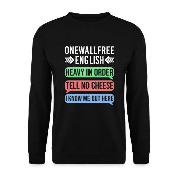 Onewallfree English für Englisch Lehrer Übersetzer - Unisex Pullover - Schwarz - Vorne - Alina (178cm) & Michal (187cm)