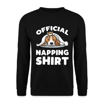 Beagle Hund Mit Kuscheltier Schlafen Schlummern - Unisex Pullover - Schwarz - Vorne - Alina (178cm) & Michal (187cm)