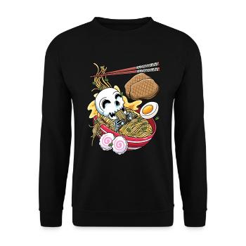 Kawaii Skeleton Ramen Noodles Japanese Food - Unisex Sweatshirt - black - Front - Alina (178cm) & Michal (187cm)