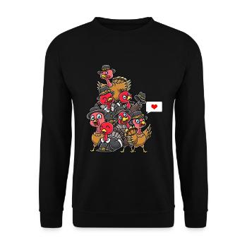 Lustige Truthähne Thanksgiving - Unisex Pullover - Schwarz - Vorne - Alina (178cm) & Michal (187cm)