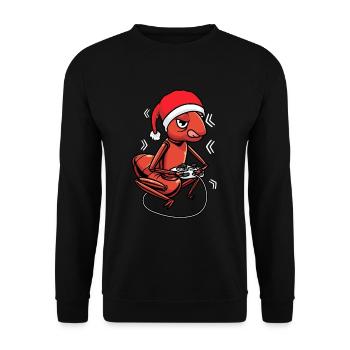 Gamer Ant With Christmas Cap Video Games - Unisex Sweatshirt - black - Front - Alina (178cm) & Michal (187cm)