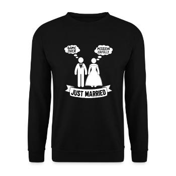 Just Married lustige Hochzeit Polterabend - Unisex Pullover - Schwarz - Vorne - Alina (178cm) & Michal (187cm)