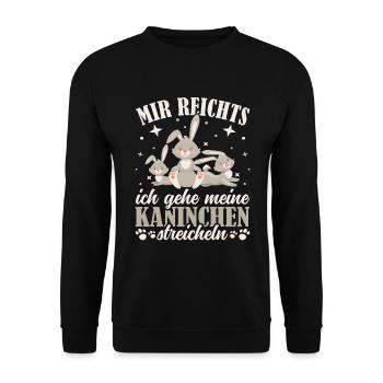 Mir reichts gehe jetzt meine Kaninchen streicheln - Unisex Pullover - Schwarz - Vorne - Alina (178cm) & Michal (187cm)