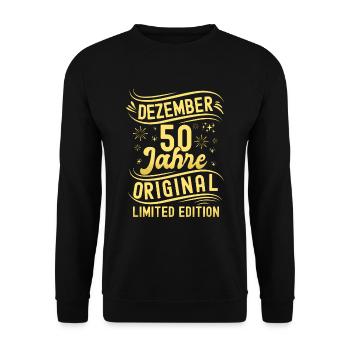Décembre 50 ans Original Édition Limitée - Sweat-shirt Unisexe - noir - Devant - Alina (178cm) & Michal (187cm)