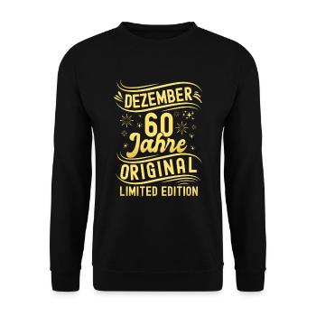Décembre 60 Ans Original Édition Limitée - Sweat-shirt Unisexe - noir - Devant - Alina (178cm) & Michal (187cm)