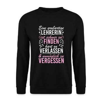 Schwer zu finden großartige Lehrerin - Unisex Pullover - Schwarz - Vorne - Alina (178cm) & Michal (187cm)