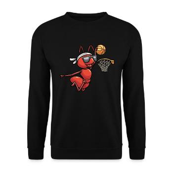 Feuerameise Spielt Basketball Spiel Männer Frauen - Unisex Pullover - Schwarz - Vorne - Alina (178cm) & Michal (187cm)