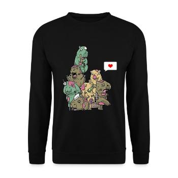 Funny Zombie Capybara Spooky Halloween Scary - Unisex Sweatshirt - black - Front - Alina (178cm) & Michal (187cm)