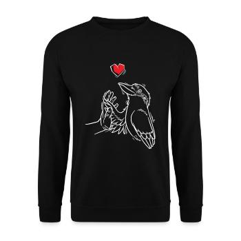 Laughing Hans Vogel Jägerliest With Hand - Unisex Sweatshirt - black - Front - Alina (178cm) & Michal (187cm)