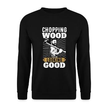 Couper du bois a l’air bien pour les bûcherons - Sweat-shirt Unisexe - noir - Devant - Alina (178cm) & Michal (187cm)