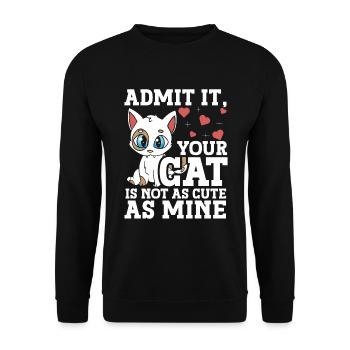 Katzenbesitzer Katze Katzenliebhaber Lustig - Unisex Pullover - Schwarz - Vorne - Alina (178cm) & Michal (187cm)