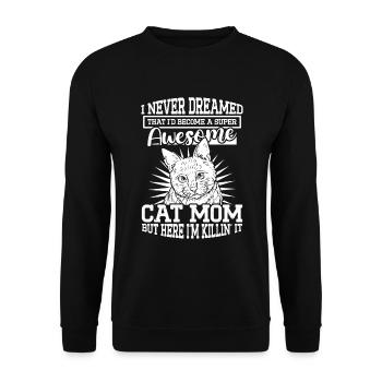 Super Cat Mom Cat Cat Lover - Unisex Sweatshirt - black - Front - Alina (178cm) & Michal (187cm)