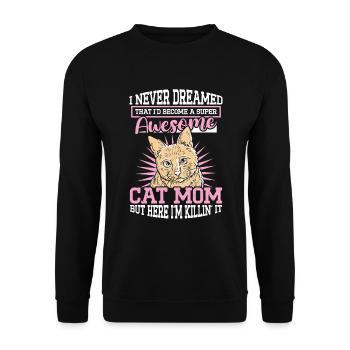 Super Cat Mom Cat Cat Lover - Unisex Sweatshirt - black - Front - Alina (178cm) & Michal (187cm)