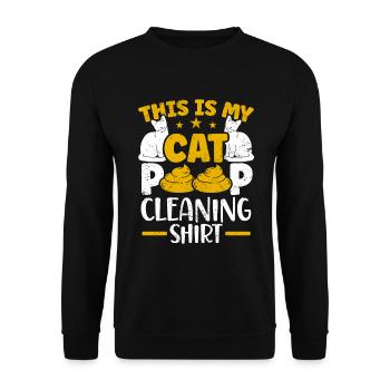 Katze Katzenbesitzer Katzenklo Reinigen - Unisex Pullover - Schwarz - Vorne - Alina (178cm) & Michal (187cm)