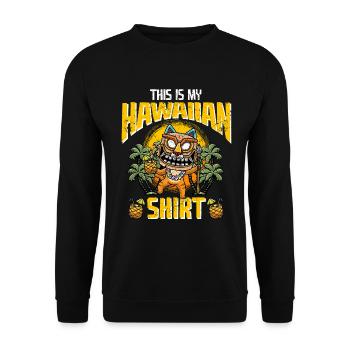 This Is My Hawaiian Shirt Cat Wears Tiki Mask - Unisex Sweatshirt - black - Front - Alina (178cm) & Michal (187cm)