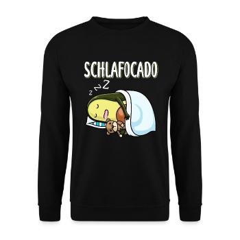Schlafocado Schlafen Avocado Mit Plüschtier - Unisex Pullover - Schwarz - Vorne - Alina (178cm) & Michal (187cm)