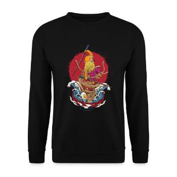 Kawaii Cat Ramen Noodles Samurai Japanese - Unisex Sweatshirt - black - Front - Alina (178cm) & Michal (187cm)