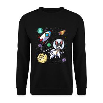 Rat Terrier Hund Im Weltraum Planeten Astronaut - Unisex Pullover - Schwarz - Vorne - Alina (178cm) & Michal (187cm)