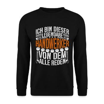 Legende Handwerker Holzbearbeiter Schreiner - Unisex Pullover - Schwarz - Vorne - Alina (178cm) & Michal (187cm)