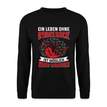 Dudelsack-Musiker Dudelsack Schottisch - Unisex Pullover - Schwarz - Vorne - Alina (178cm) & Michal (187cm)
