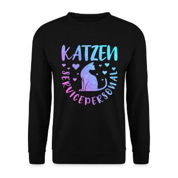 Katzen Servicepersonal Katzenbesitzer - Unisex Pullover - Schwarz - Vorne - Alina (178cm) & Michal (187cm)
