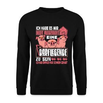 Dorflegende Dorf Männer Frauen - Unisex Pullover - Schwarz - Vorne - Alina (178cm) & Michal (187cm)