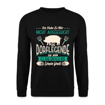 Dorflegende Dorf Männer Frauen - Unisex Pullover - Schwarz - Vorne - Alina (178cm) & Michal (187cm)