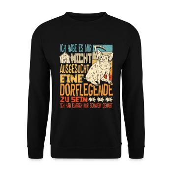 Dorflegende Dorf Männer Frauen - Unisex Pullover - Schwarz - Vorne - Alina (178cm) & Michal (187cm)