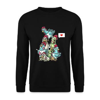 Funny Zombie Chicken Chicken Halloween Costume - Unisex Sweatshirt - black - Front - Alina (178cm) & Michal (187cm)