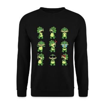 Triceratops Kawaii Dinosaure Emoticon Drôle - Sweat-shirt Unisexe - noir - Devant - Alina (178cm) & Michal (187cm)