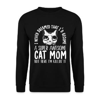 Super chat maman chat amoureux des chats - Sweat-shirt Unisexe - noir - Devant - Alina (178cm) & Michal (187cm)