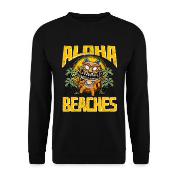 Aloha Beaches Hawaiian Cat With Tiki Mask - Unisex Sweatshirt - black - Front - Alina (178cm) & Michal (187cm)