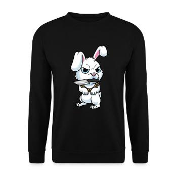 Cute Rabbit With Knife White Rabbit - Unisex Sweatshirt - black - Front - Alina (178cm) & Michal (187cm)