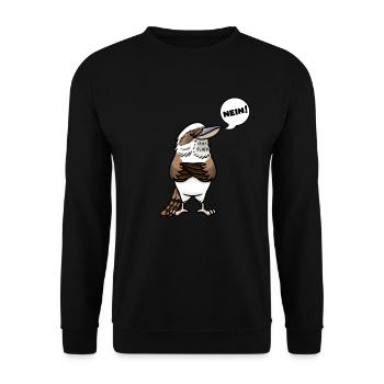 Lachender Hans Vogel Jägerliest Stur Nein - Unisex Pullover - Schwarz - Vorne - Alina (178cm) & Michal (187cm)
