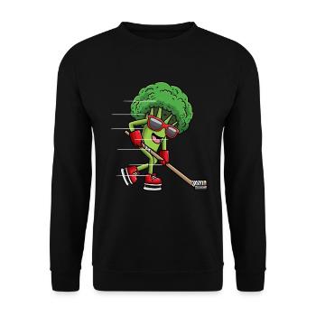Broccoli Ice Hockey Player Vegan Lustig Hockey - Unisex Sweatshirt - black - Front - Alina (178cm) & Michal (187cm)