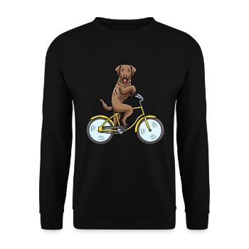 Chesapeake Bay Retriever Hund Auf Fahrrad - Unisex Pullover - Schwarz - Vorne - Alina (178cm) & Michal (187cm)