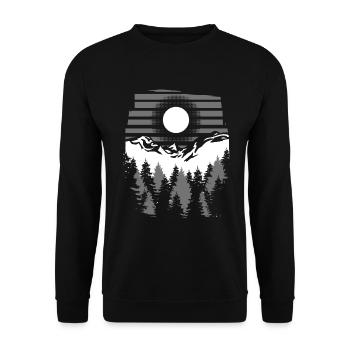 Wald Hiking Natur Bäume Outdoor Wandern Berge - Unisex Pullover - Schwarz - Vorne - Alina (178cm) & Michal (187cm)