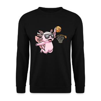 Axolotl Basketball Spieler Sport Basketballer - Unisex Pullover - Schwarz - Vorne - Alina (178cm) & Michal (187cm)