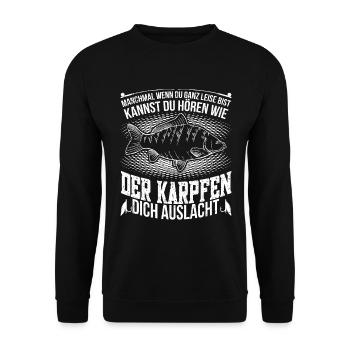Sie Können Die Karpfen Lachen Hören Angeln - Unisex Pullover - Schwarz - Vorne - Alina (178cm) & Michal (187cm)