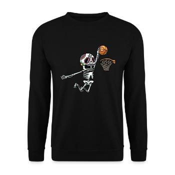 Sugar Skull Skeleton Basketball Jouer Halloween - Sweat-shirt Unisexe - noir - Devant - Alina (178cm) & Michal (187cm)