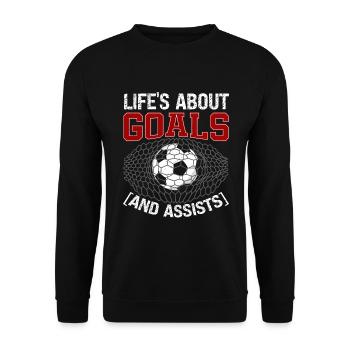 La vie est une question de buts et d’aides dans le football - Sweat-shirt Unisexe - noir - Devant - Alina (178cm) & Michal (187cm)