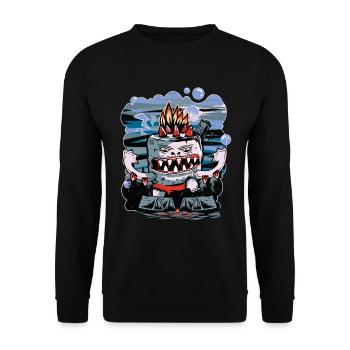Lagerfeuer Zeltlager - Unisex Pullover - Schwarz - Vorne - Alina (178cm) & Michal (187cm)