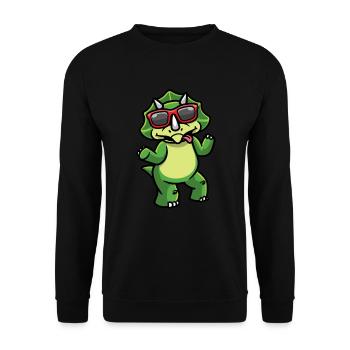 Sturer Triceratops Dinosaurier Dino Jungen - Unisex Pullover - Schwarz - Vorne - Alina (178cm) & Michal (187cm)